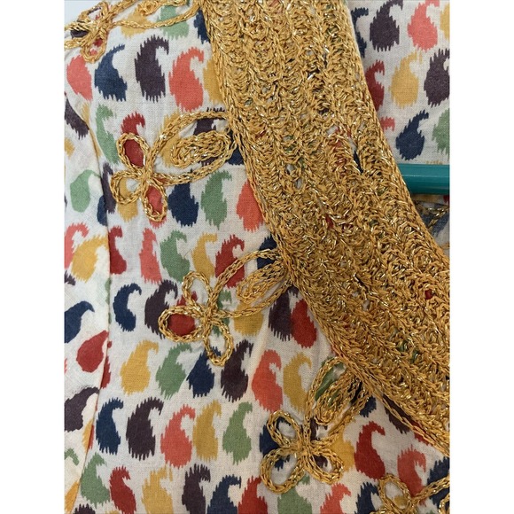 Calypso St Barth Womens Embroidered Trim V Neck Printed Tunic Top Boho XS cotton - Picture 4 of 12